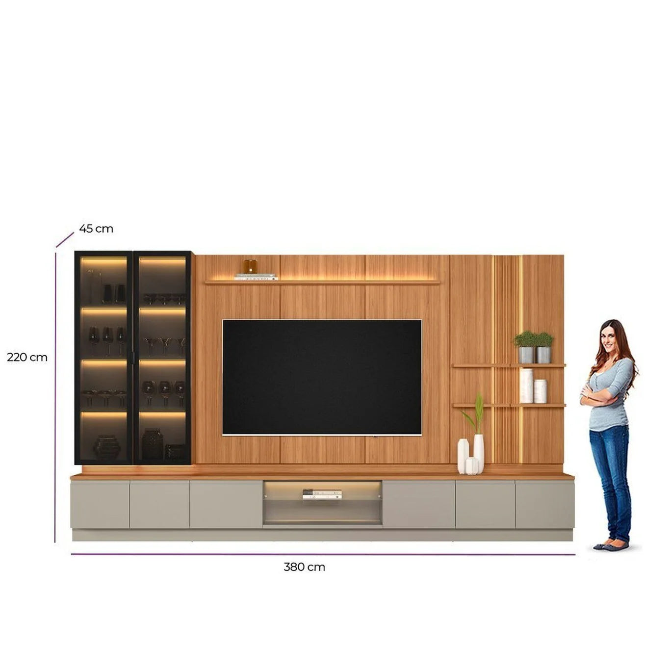 Conjunto Modular - Magnum 380CM - Cristalero con Led