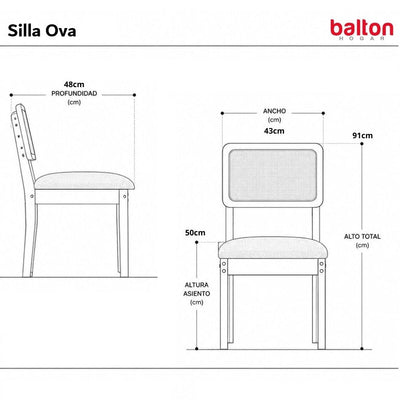 Juego de comedor Melina 120cm con 4 Sillas Ova 100% MDF