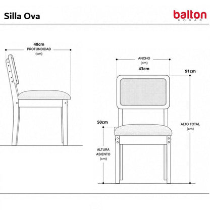 Juego de comedor Melina 120cm con 4 Sillas Ova 100% MDF