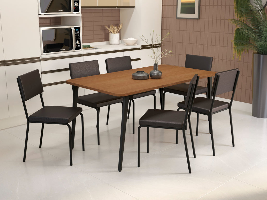 JUEGO DE COMEDOR ITALIA 160CM 6 LUGARES