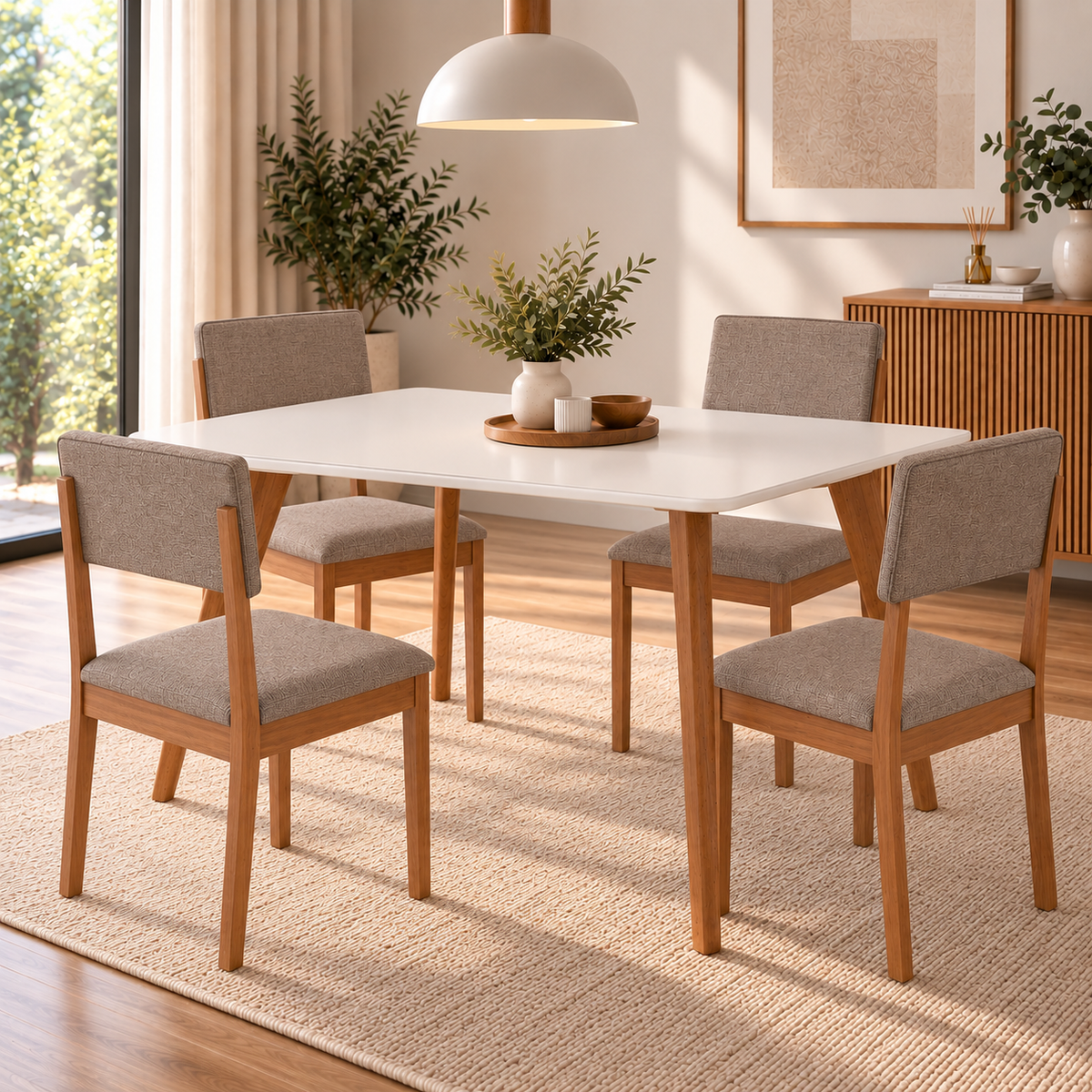 Juego de Comedor Amara 1.30cm con 4 Sillas Selene