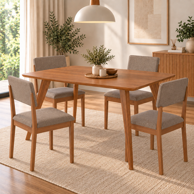 Juego de Comedor Amara 1.30cm con 4 Sillas Selene