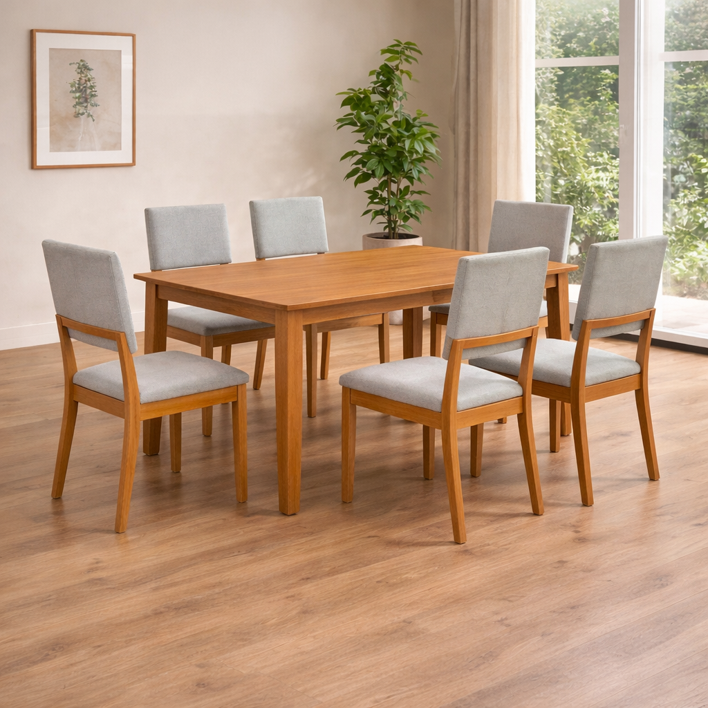Juego de Comedor Melina 160CM + 6 Sillas Luna