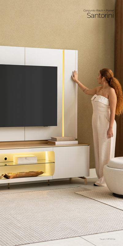 Home Rack/Panel Santorini Curvo con Led