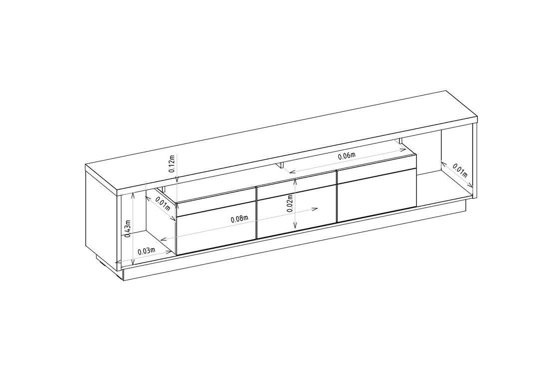 Rack tv Sala Cronos 220cm con tira Led MDF/MDP