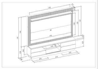 Rack con Panel Guararapes 215cm con kit Led MDF/MDP