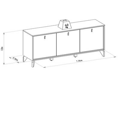 Aparador Recibidor Aura 140cm - Patas en madera maciza
