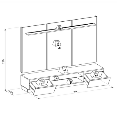 Conjunto Modular - Magnum 200CM con Led