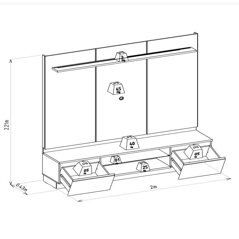 Conjunto Modular - Magnum 200CM con Led