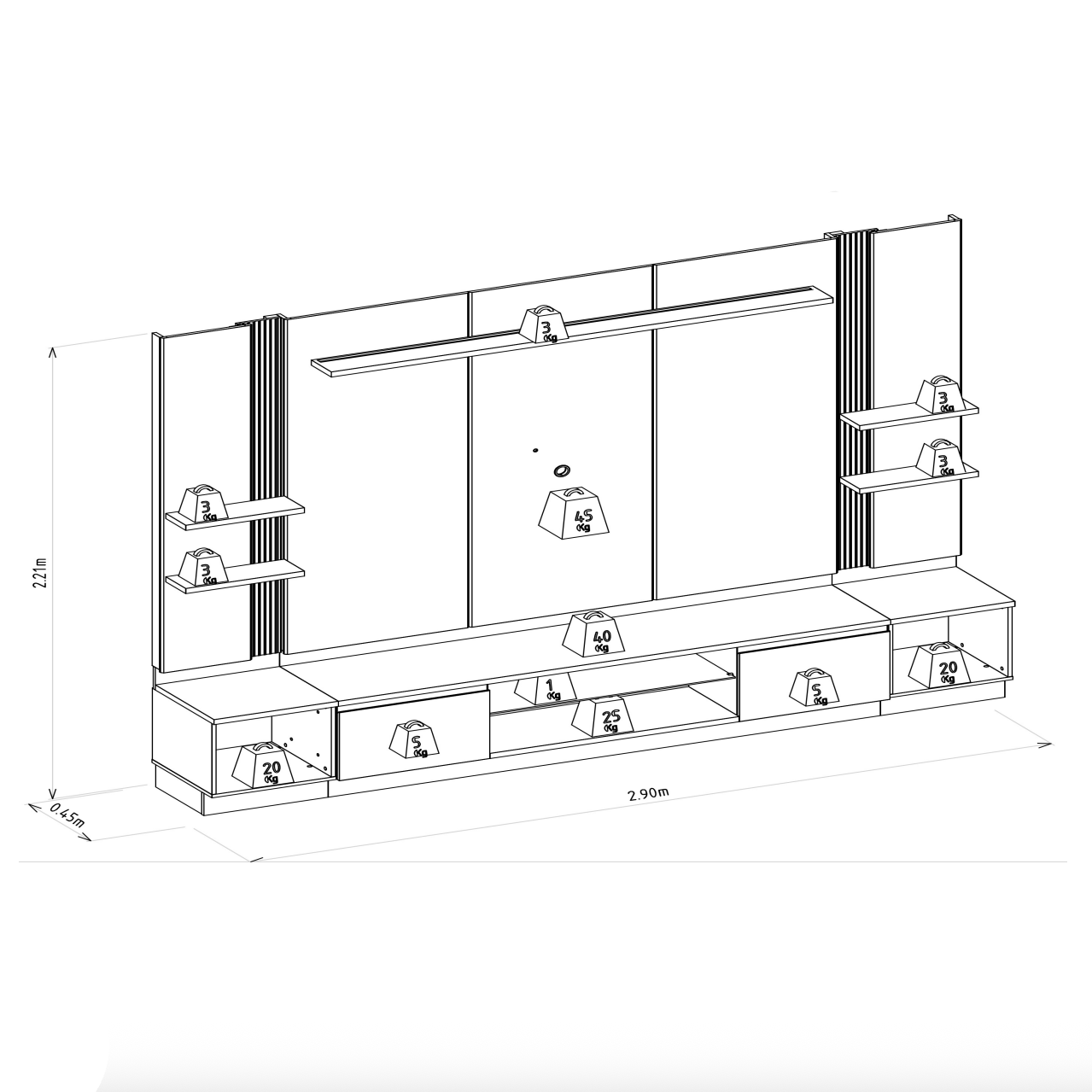 Conjunto Modular - Magnum 290CM - 2 Laterales con Led