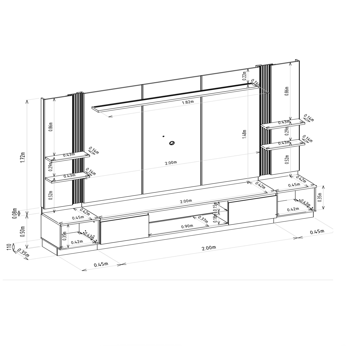 Conjunto Modular - Magnum 290CM - 2 Laterales con Led