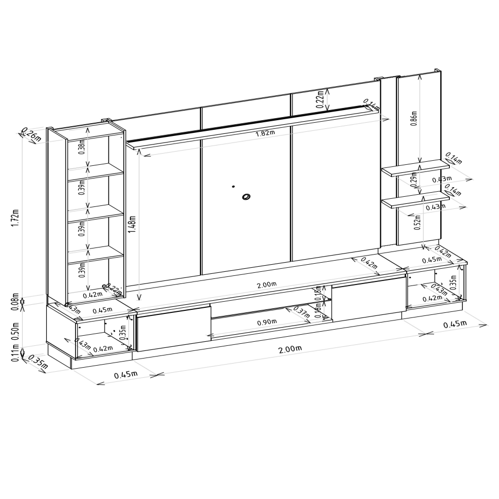 Conjunto Modular - Magnum 290CM - Cristalero con Led