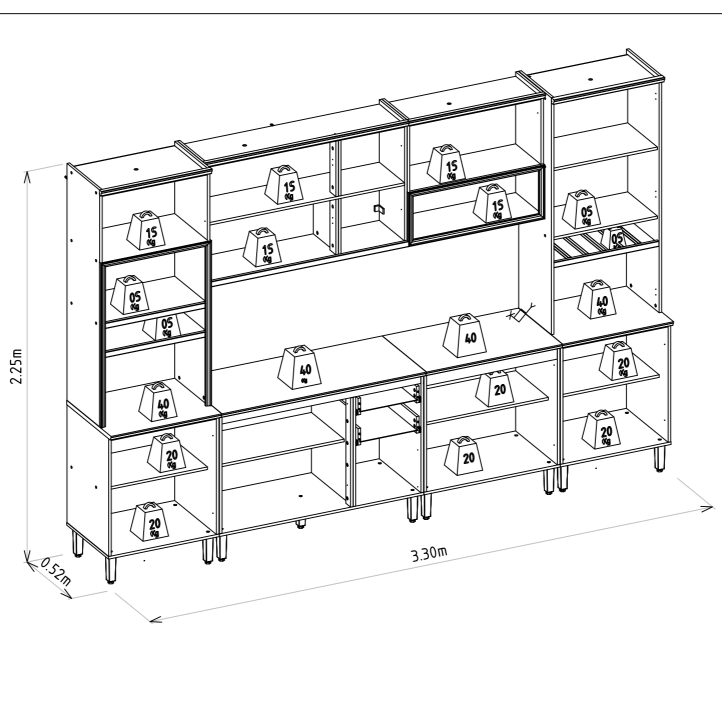 Cocina Modulada Selene KIT - 330CM - 100% MDF con Led