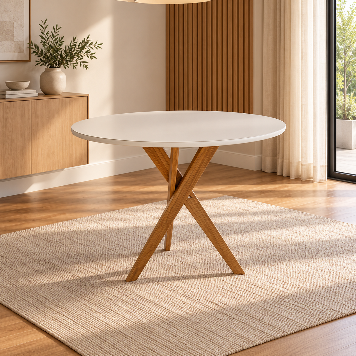 Juego de Comedor Catalina Redonda 1.09cm con 4 Sillas Selene - Madera Maciza