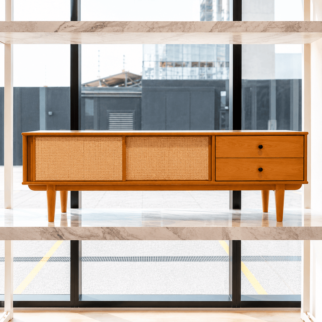 Rack TV 175CM con Ratan Serena - Madera Maciza