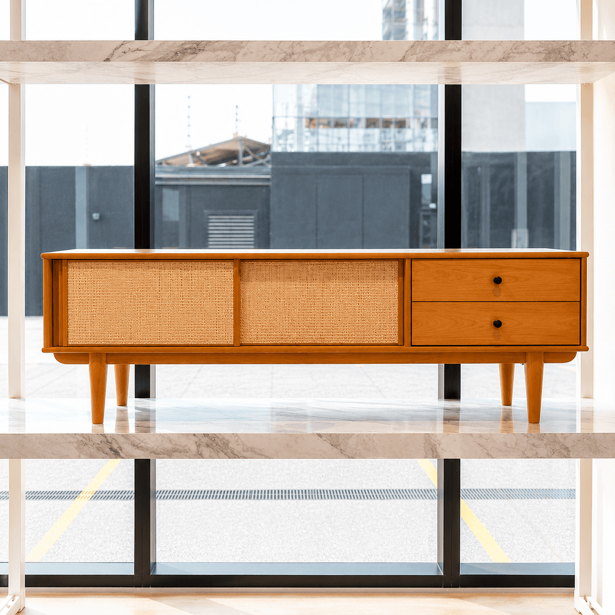 Rack TV 175CM con Ratan Serena - Madera Maciza