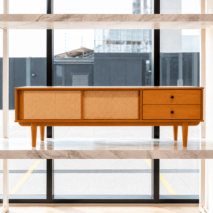 Rack TV 175CM con Ratan Serena - Madera Maciza