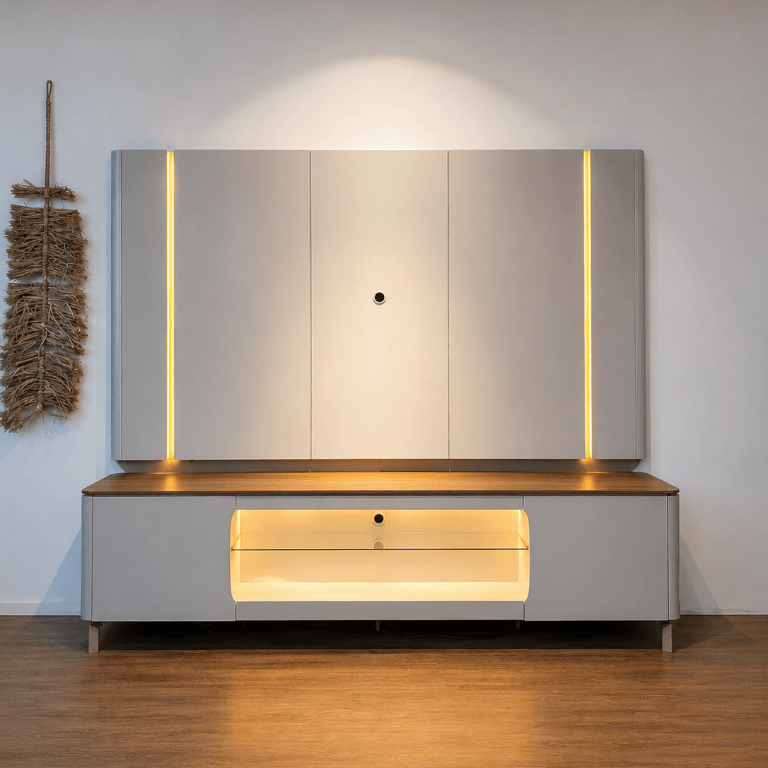 Home Rack/Panel Santorini Curvo con Led