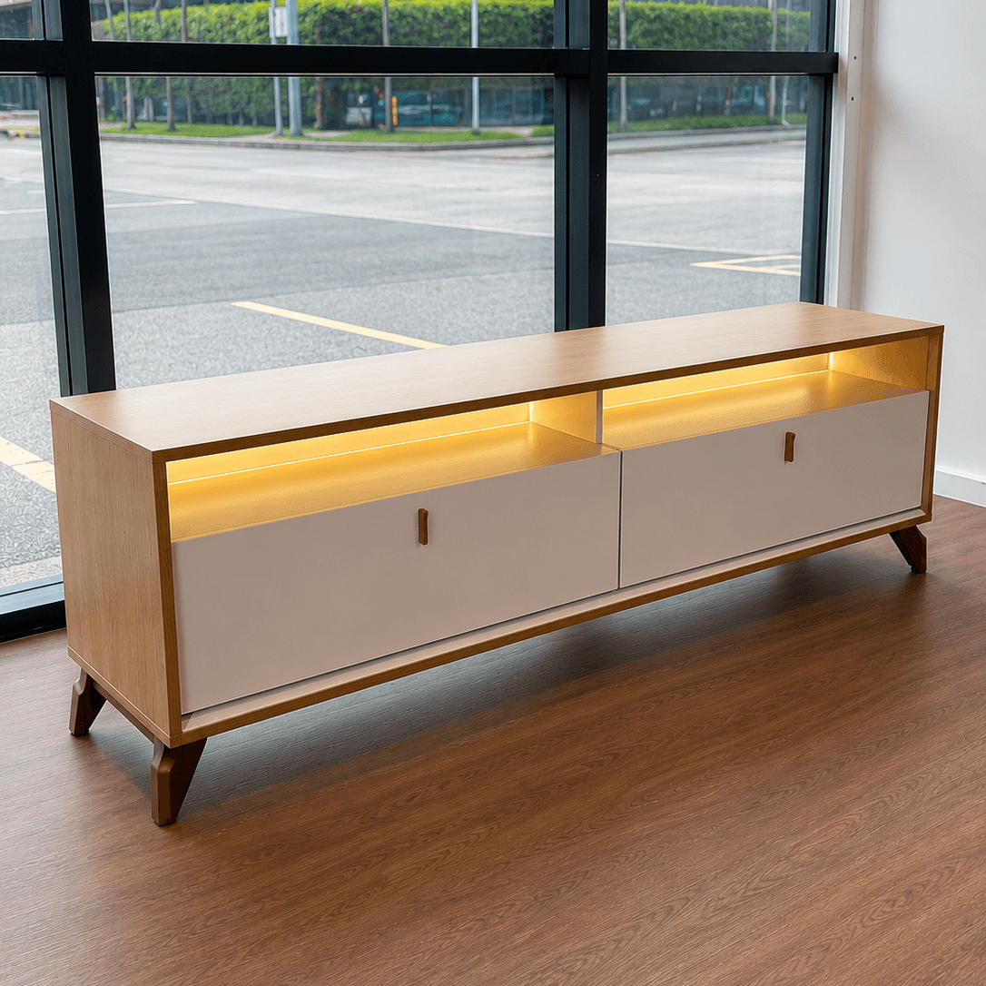 Rack para tv Dubai 180cm con Led - Patas en madera maciza