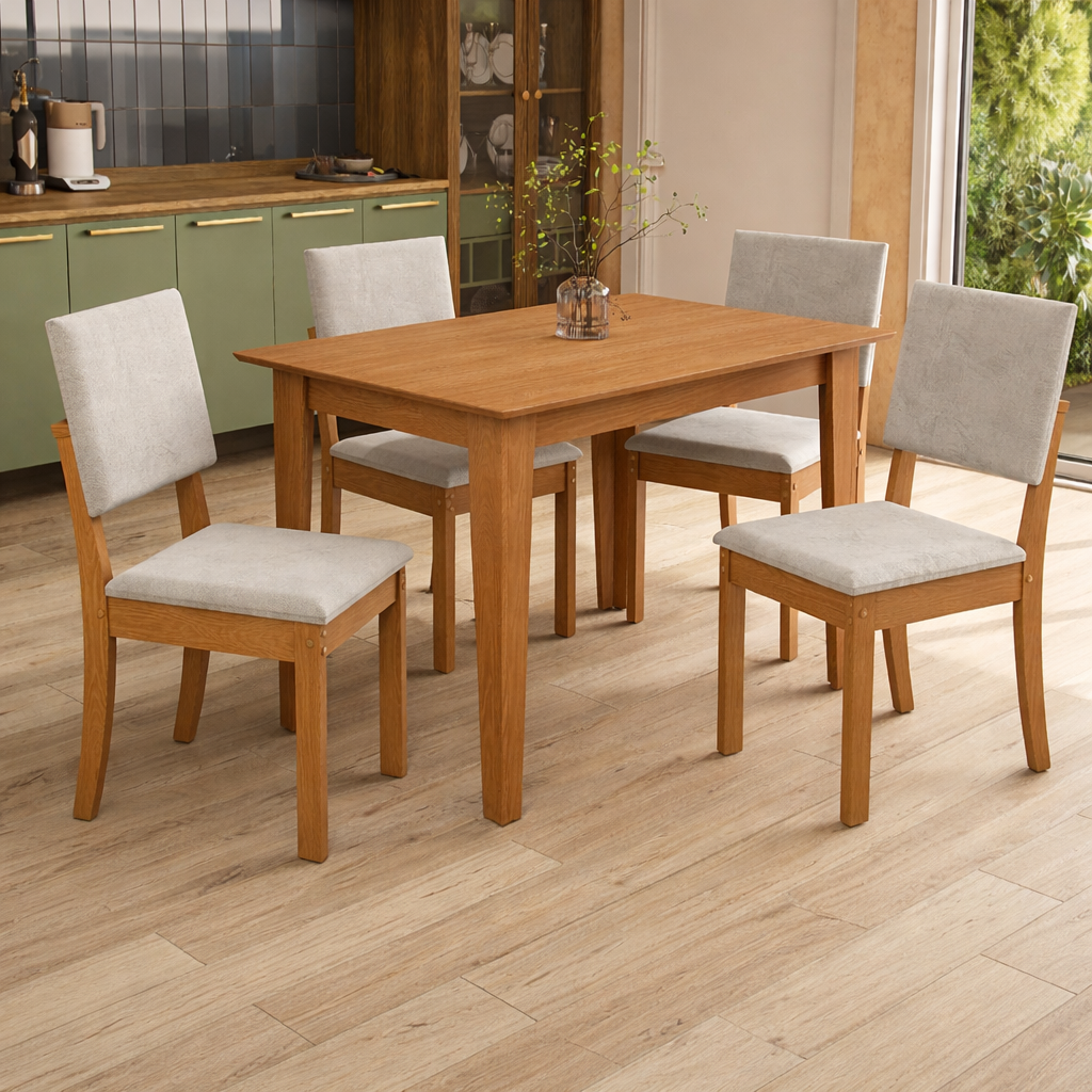 Juego de Comedor Melina 120CM + 4 Sillas Luna