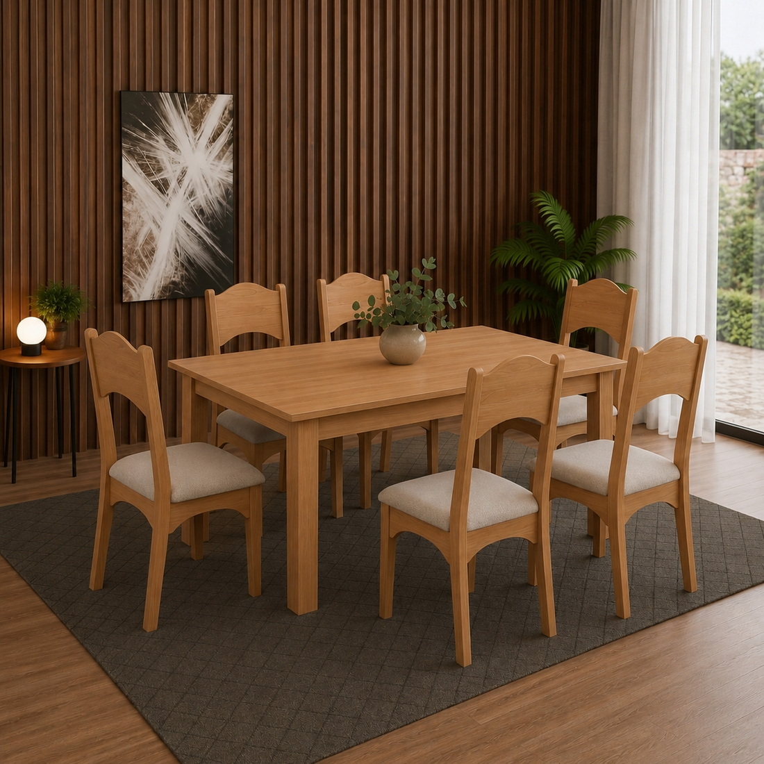 Juego de Comedor 160cm Lisboa con 6 Sillas Mela