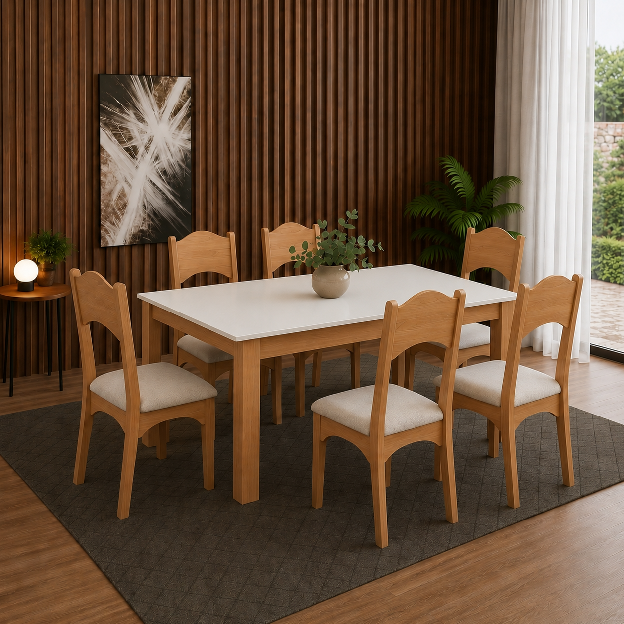 Juego de Comedor 160cm Lisboa con 6 Sillas Mela