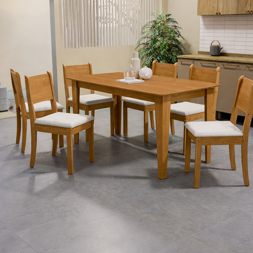 Juego de Comedor Melina 160CM + 6 Sillas Cora