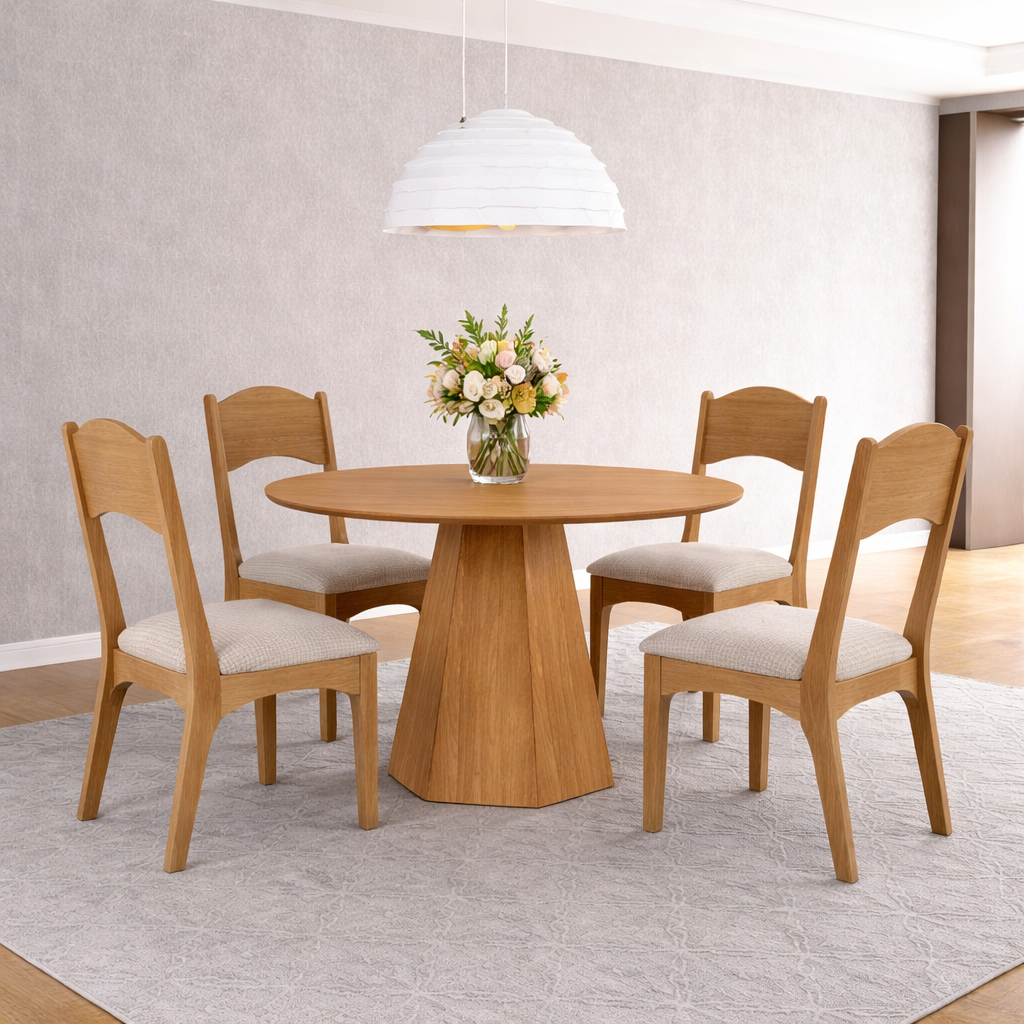 Juego de Comedor Milano 115CM + 4 Sillas Mela