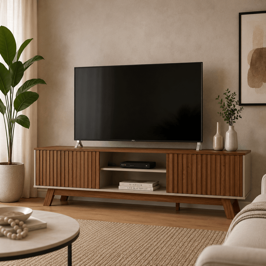 Rack para tv San Francisco 180cm con Listones de Madera