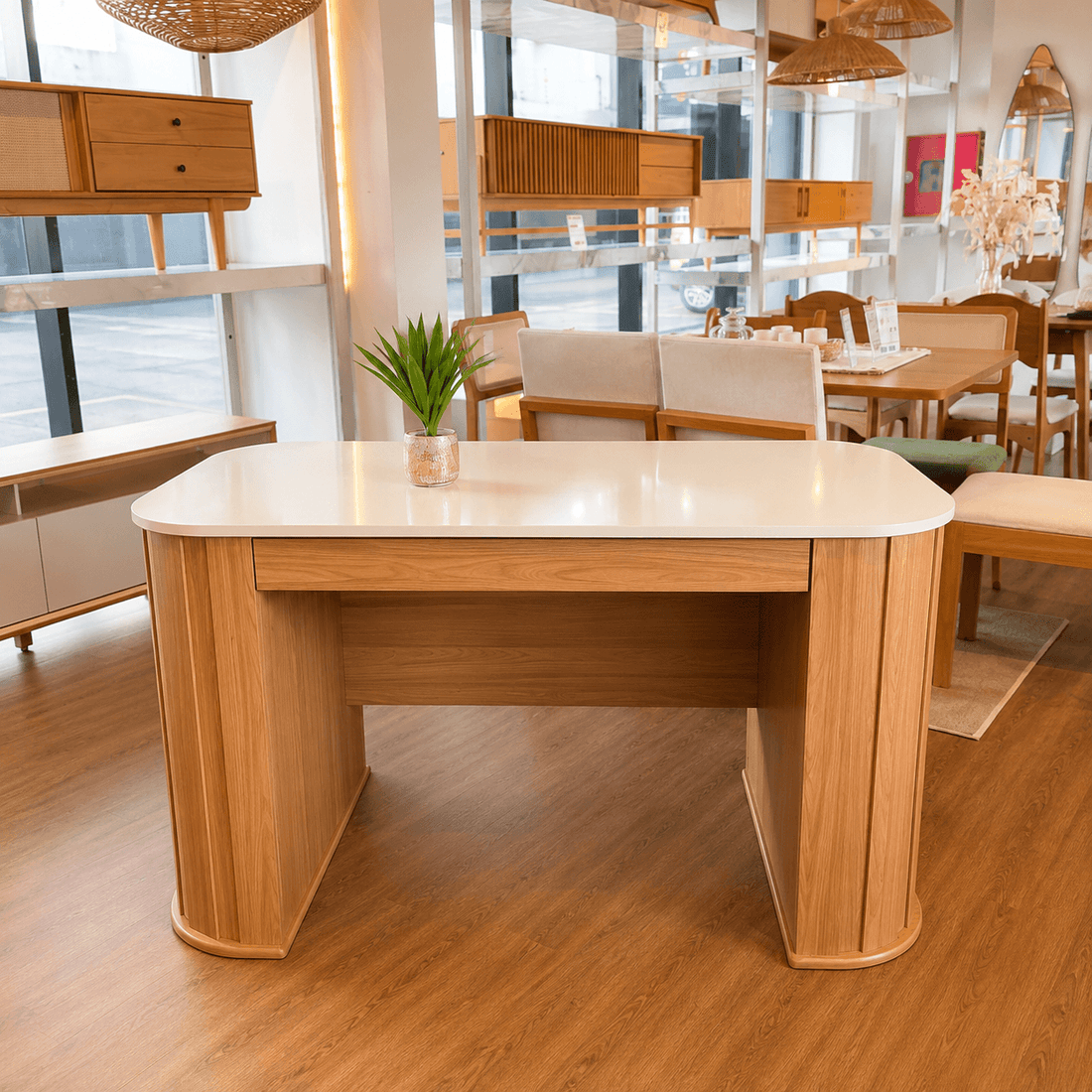 Escritorio Munich Curvo Mesa de Oficina C/1 Cajon 135cm 100% MDF