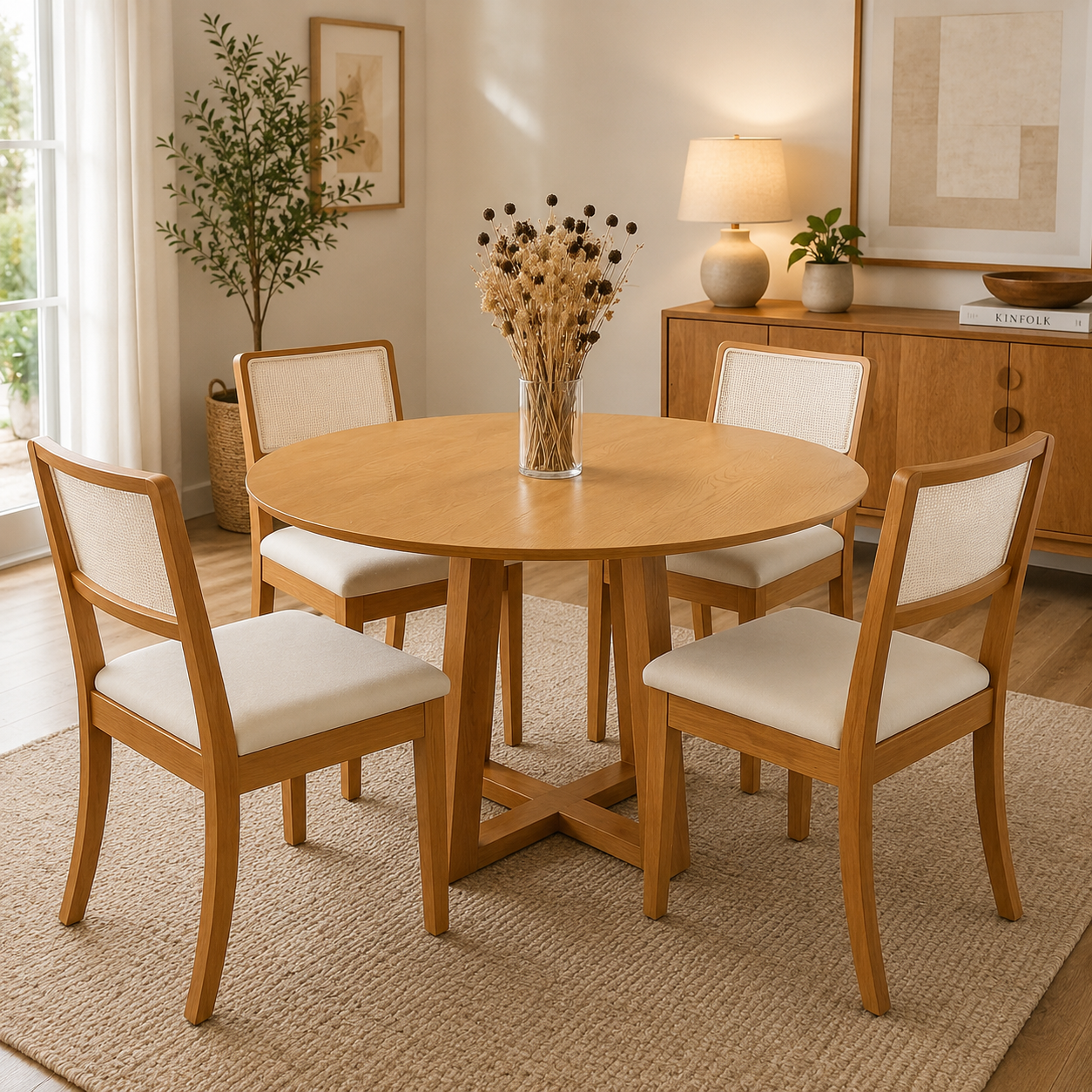 Juego de Comedor Asia Redonda con 4 Sillas Lola