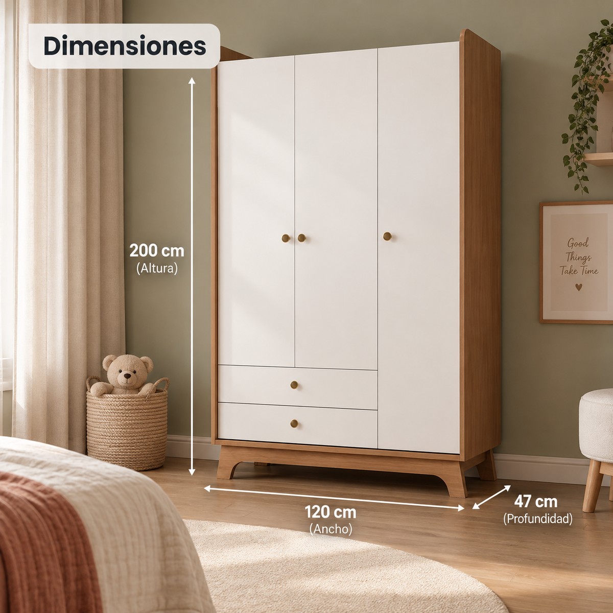 Ropero Sony de 3 Puertas con 2 Cajones