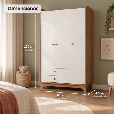 Ropero Sony de 3 Puertas con 2 Cajones