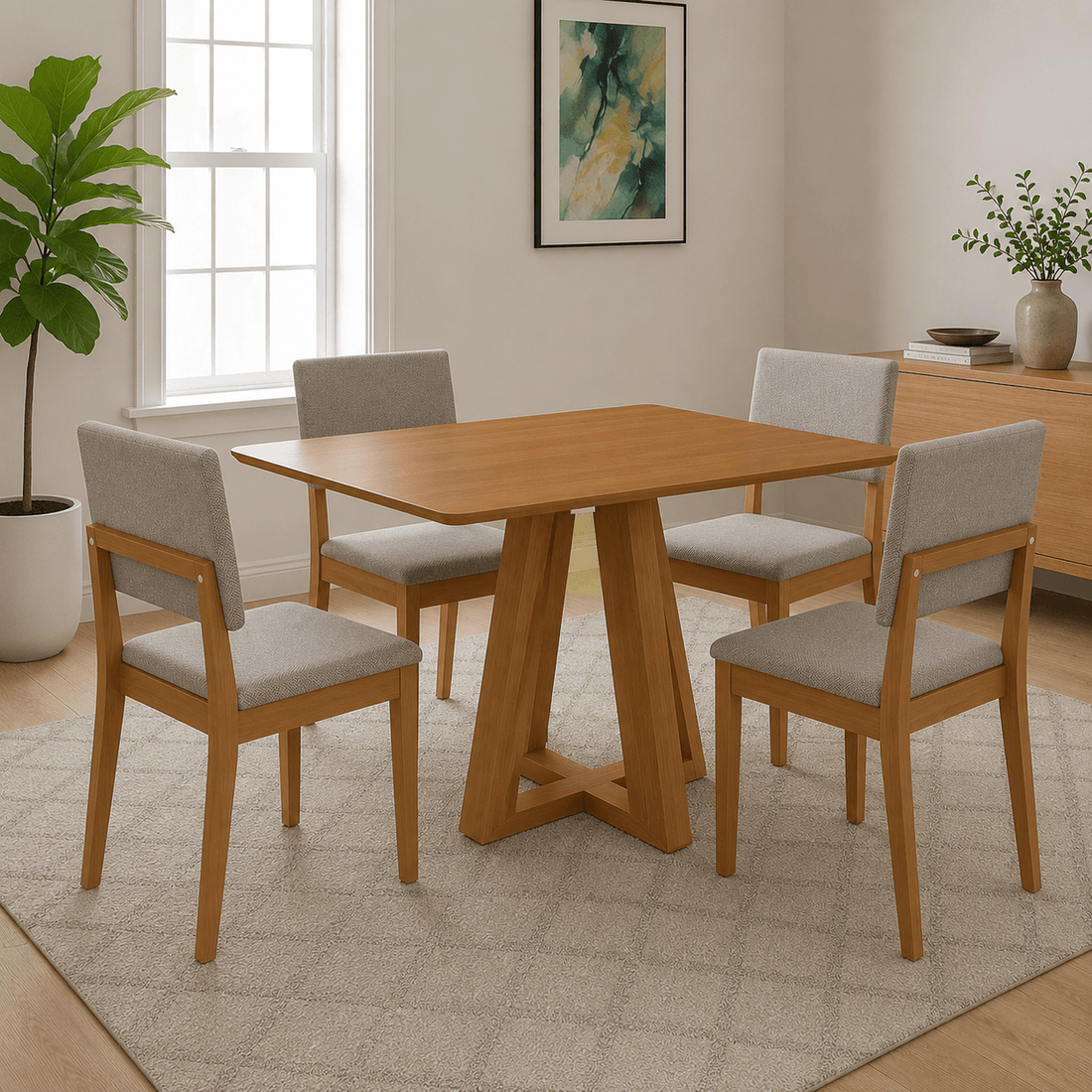 Juego de Comedor Alva 120cm con 4 Sillas Luna