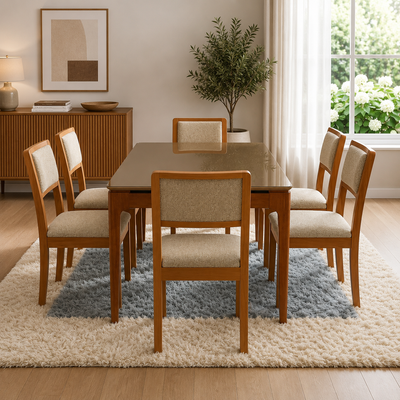 Juego de Comedor Mira con Vidrio Sobrepuesto con 6 Sillas Alice