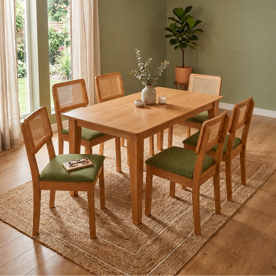 Juego de comedor Melina 160cm con 6 Sillas Ova 100% MDF