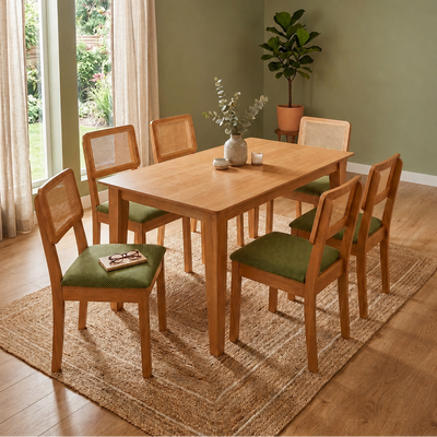 Juego de comedor Melina 160cm con 6 Sillas Ova 100% MDF