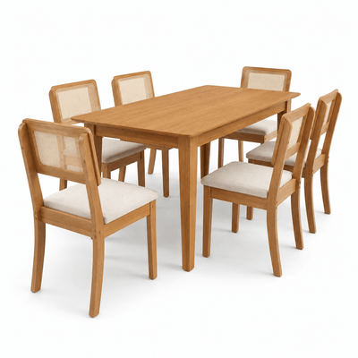 Juego de comedor Melina 160cm con 6 Sillas Ova 100% MDF