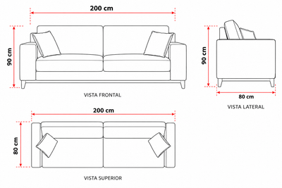 Sofa Scoti 200cm c/Patas de Madera