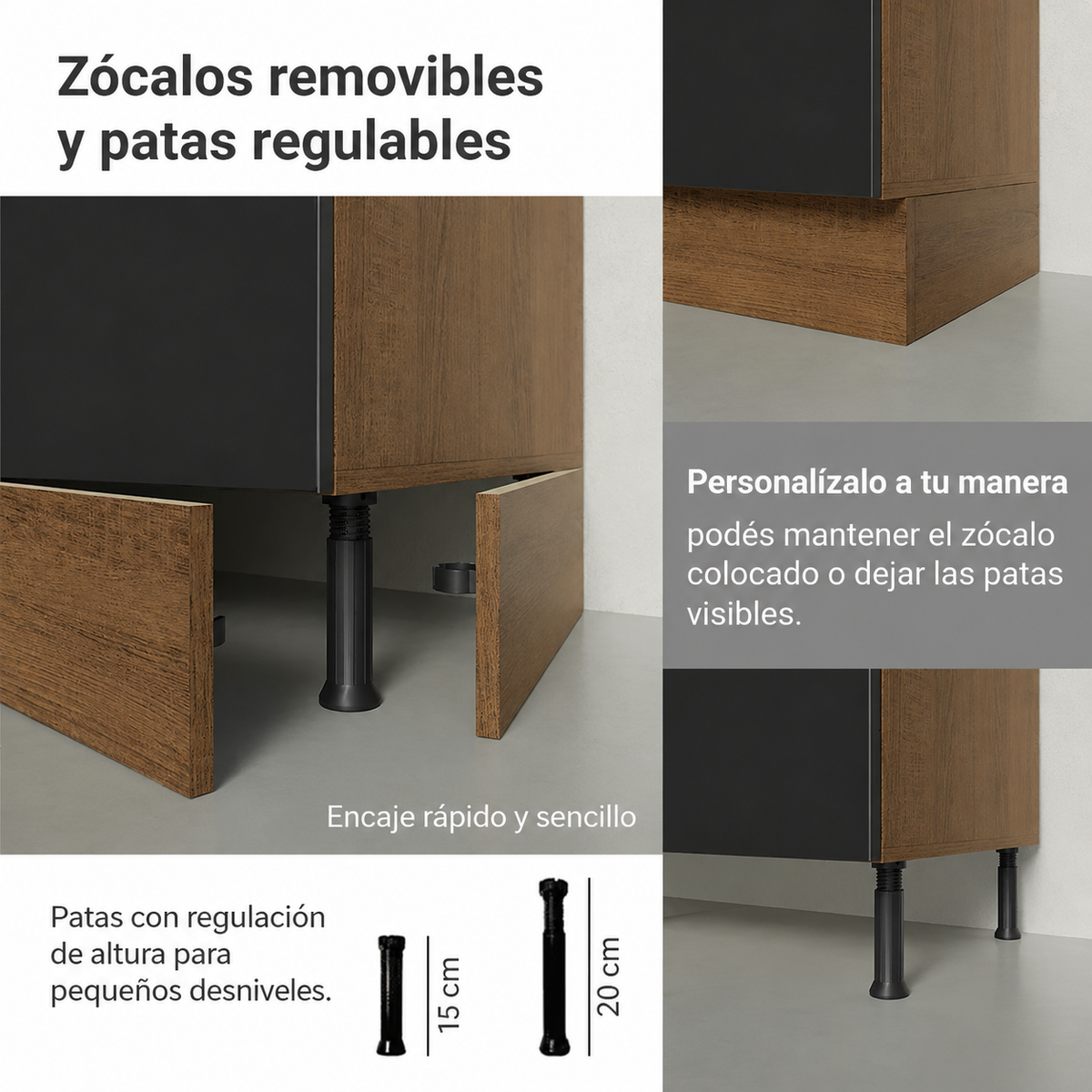 Cocina Completa Modulada Lux 200cm Rustic/Gris - Balton Hogar