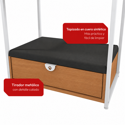 Estante alto para mascotas con cama - Linea Industrial