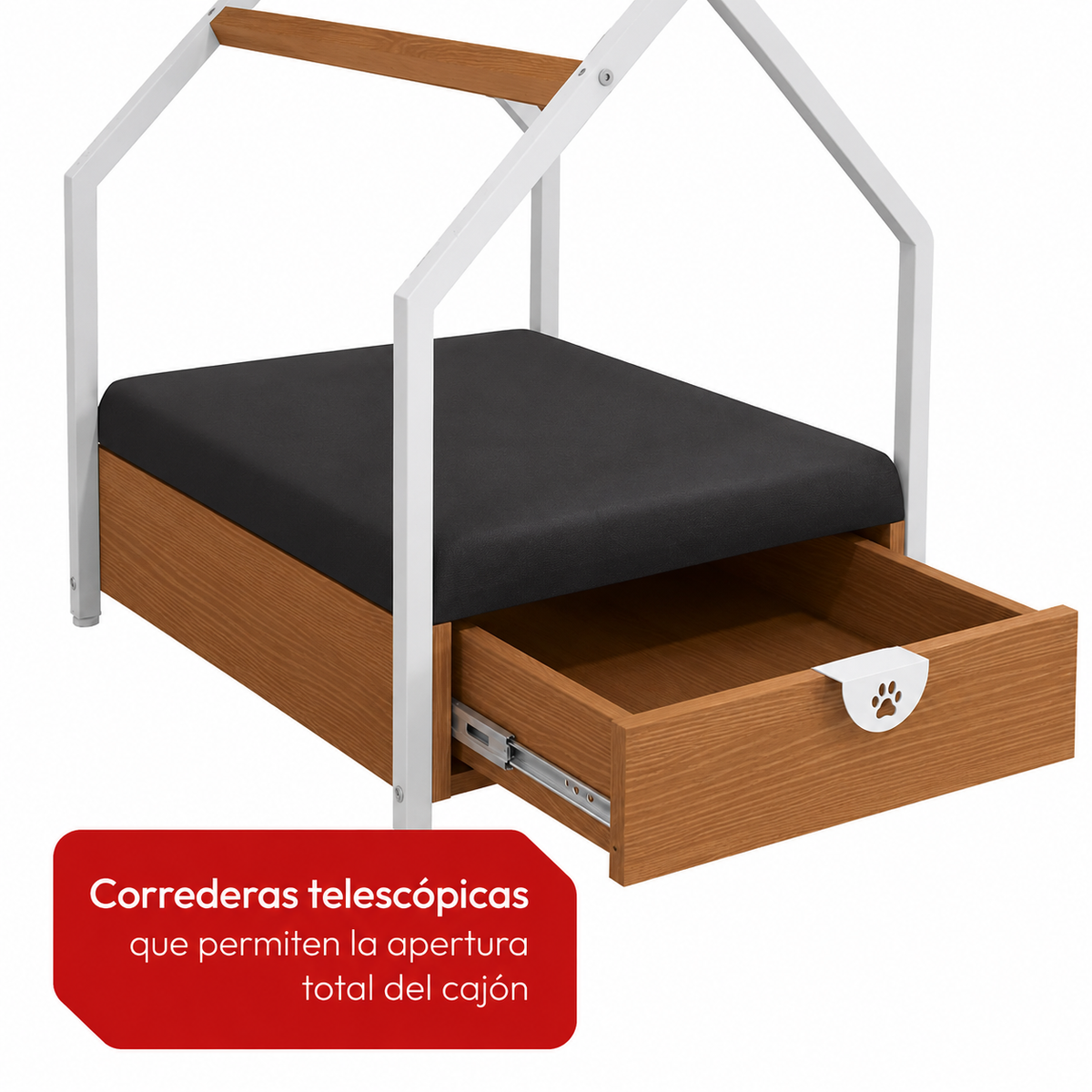 Casita para mascotas con cama y cajón - Linea Industrial