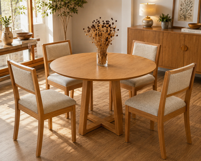 Juego de Comedor Asia Redondo con 4 sillas Alice
