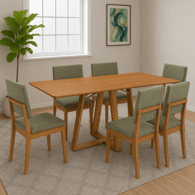 Juego de Comedor Alva 160cm con 6 Sillas Luna