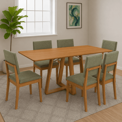 Juego de Comedor Alva 160cm con 6 Sillas Luna