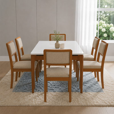 Juego de Comedor Mira con Vidrio Sobrepuesto con 6 Sillas Alice