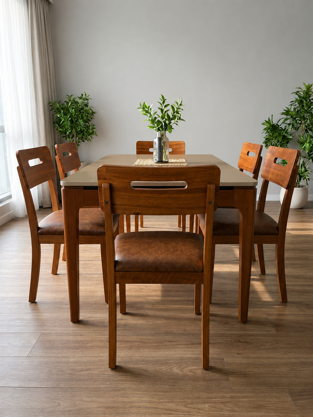 Juego de Comedor Mira con Vidrio Sobrepuesto con 6 Sillas Lila