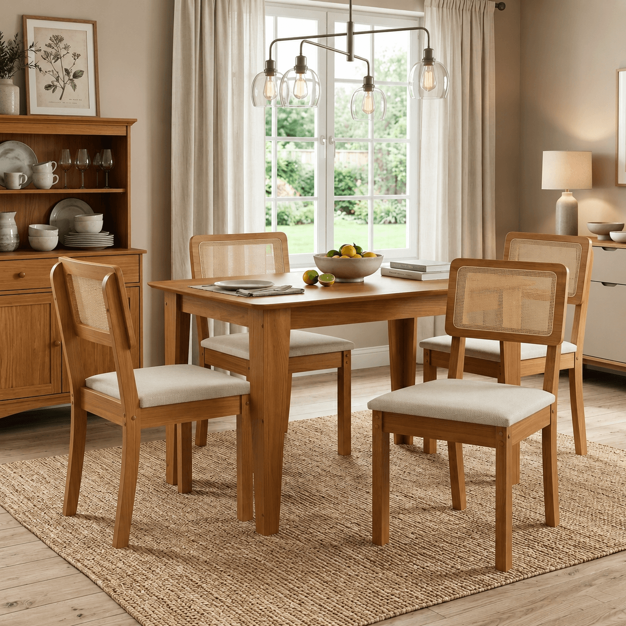 Juego de comedor Melina 120cm con 4 Sillas Ova 100% MDF