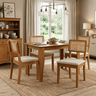 Juego de comedor Melina 120cm con 4 Sillas Ova 100% MDF