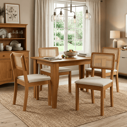 Juego de comedor Melina 120cm con 4 Sillas Ova 100% MDF